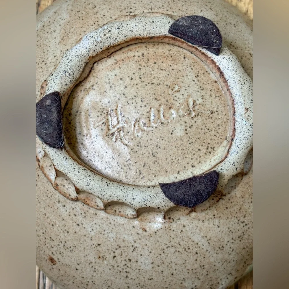 Abstract Heart Pattern Speckled Pottery Candy Dish Cottagecore Indie Eclectic